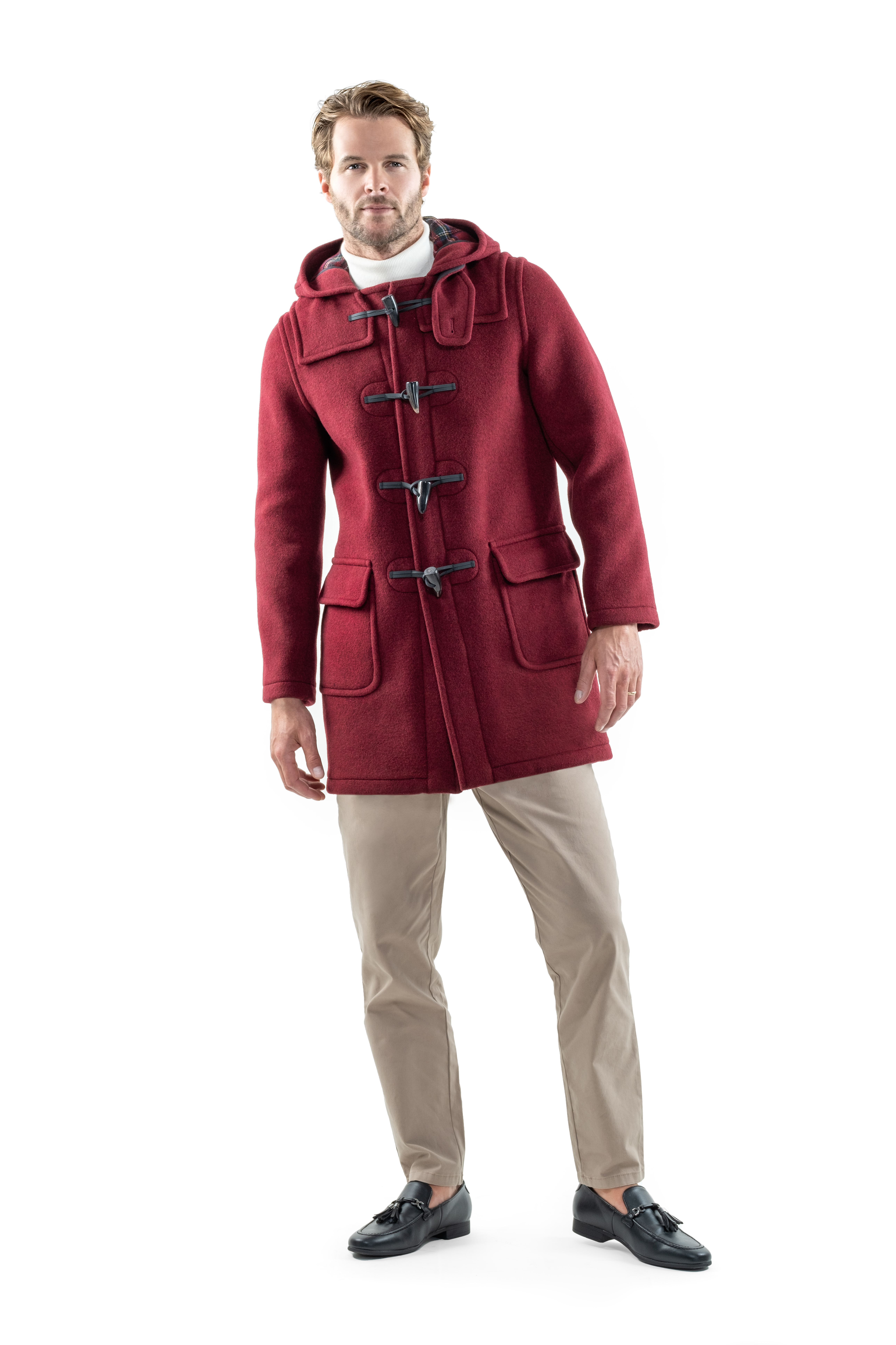 Martin SLM Long Duffle Coat - Wine | London Tradition