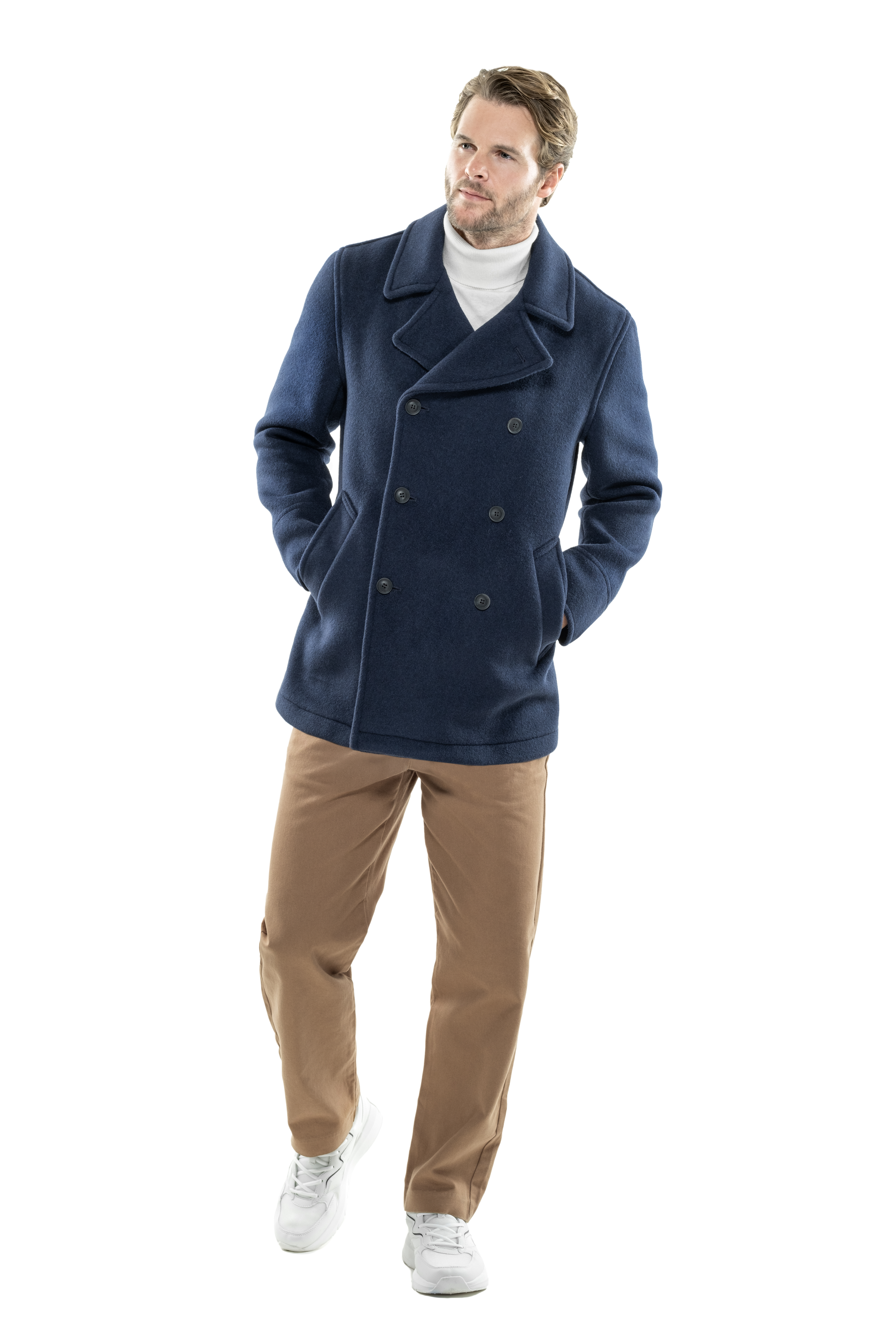 Scott Pea Coat - French Navy | London Tradition